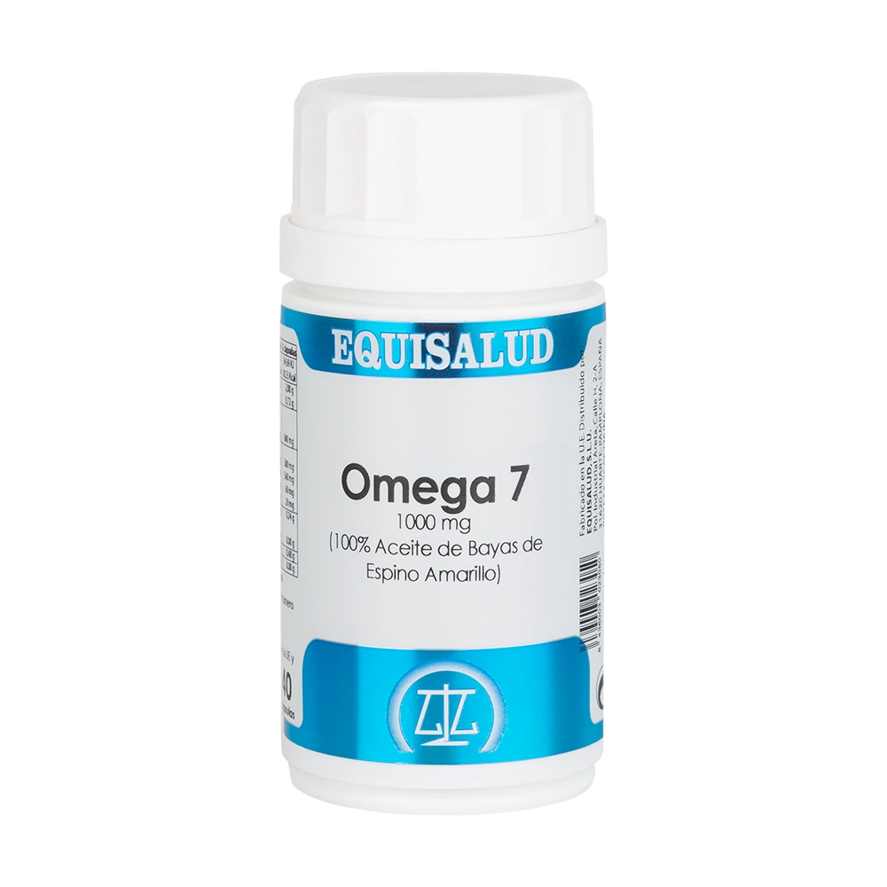 Envase de Equisalud OMEGA 7 (Aceite de bayas de espino amarillo) 1000 mg 40 cápsulas, suplemento alimenticio