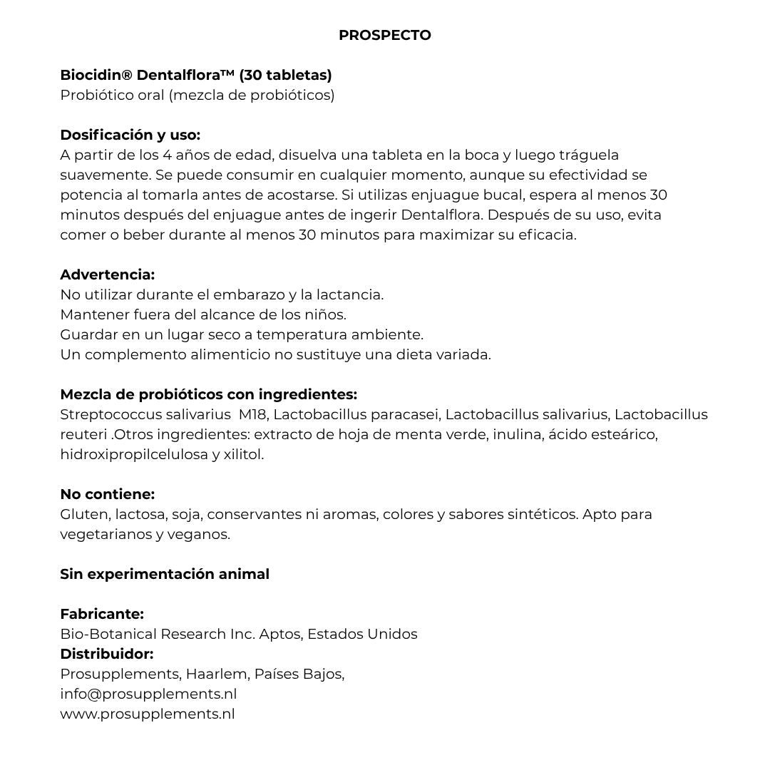 Dentalflora Oral Probiotic 30 tablets by Biocidin Botanicals
