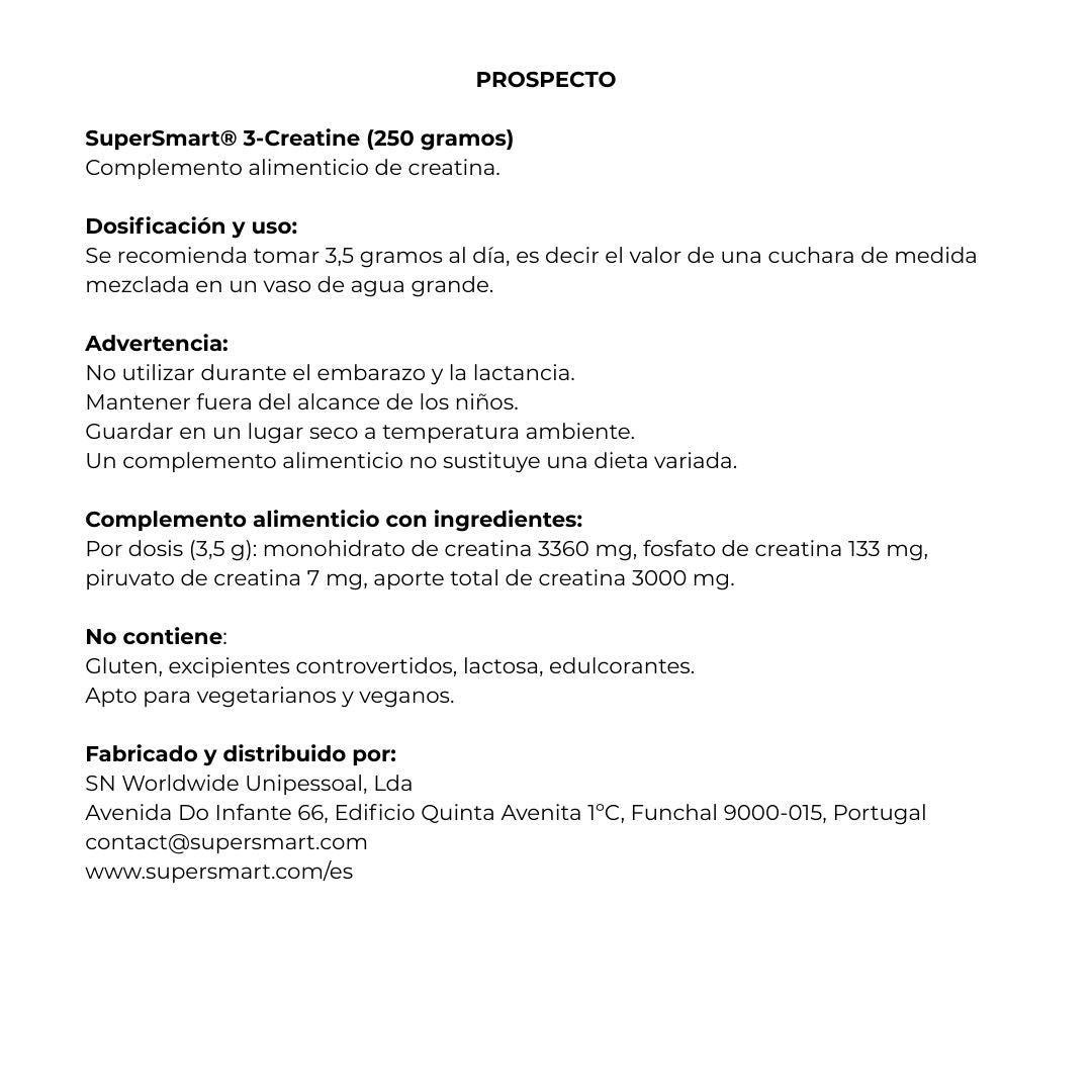 3 Creatina en polvo 250 g de SuperSmart