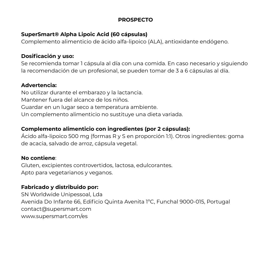 Ácido Alfa Lipoico 60 cápsulas de SuperSmart