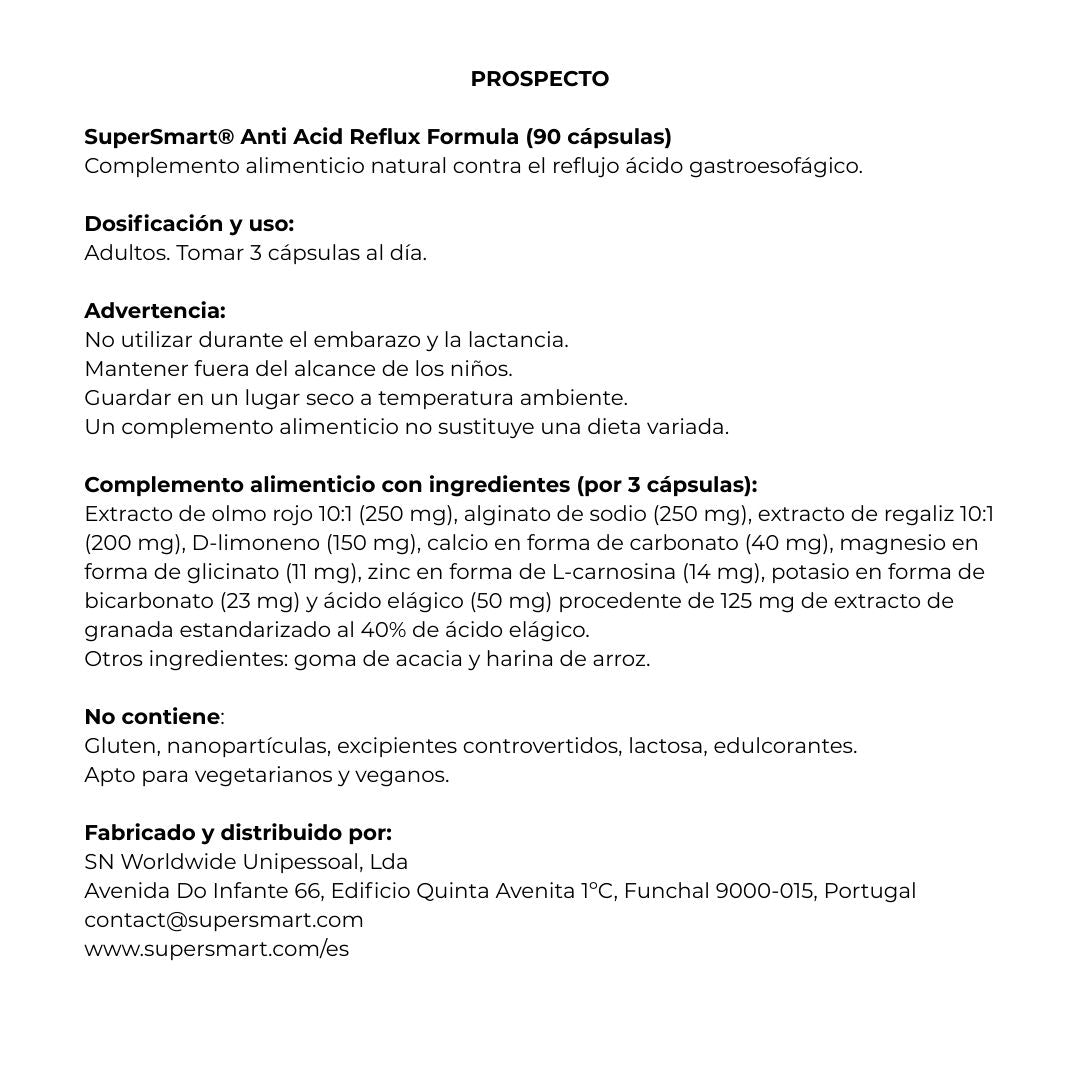 Anti Acid Reflux Formula 90 cápsulas de SuperSmart