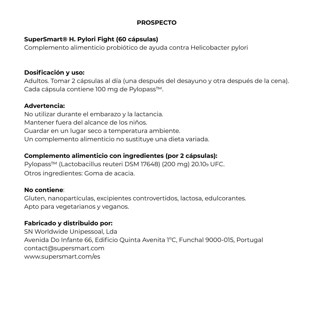 Helicobacter Pylori Fight 60 cápsulas de SuperSmart