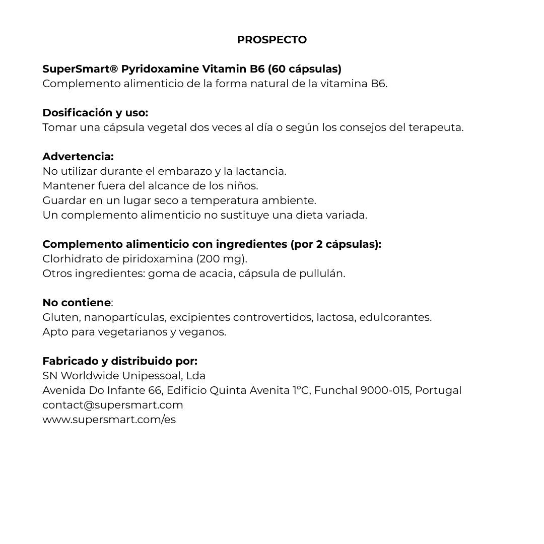 Pyridoxamine (Piridoxamina Vitamina B6) 60 cápsulas de SuperSmart