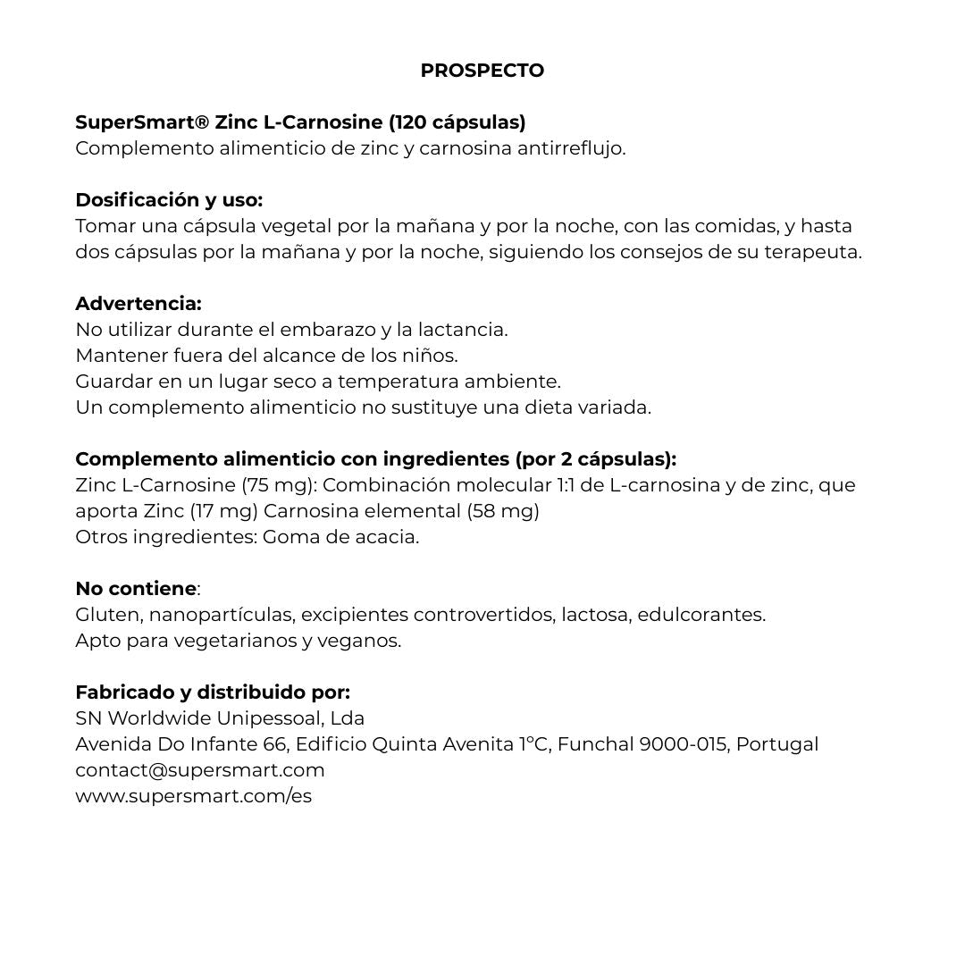 Zinc L-Carnosine 120 cápsulas de SuperSmart
