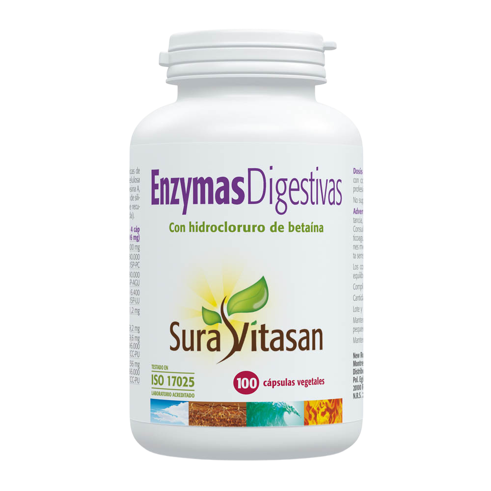 Enzimas Digestivas 100 cápsulas de Sura Vitasan