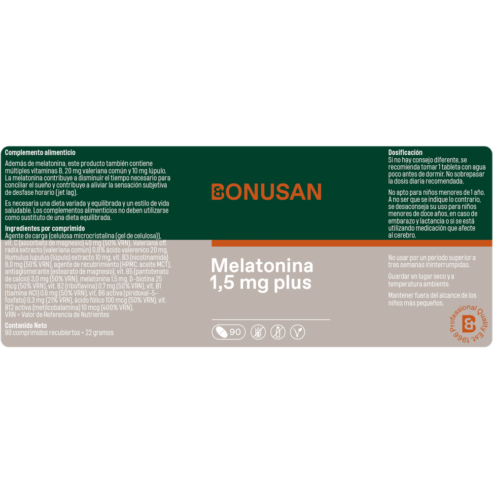 Melatonina 1,5 mg plus 90 comprimidos de Bonusan