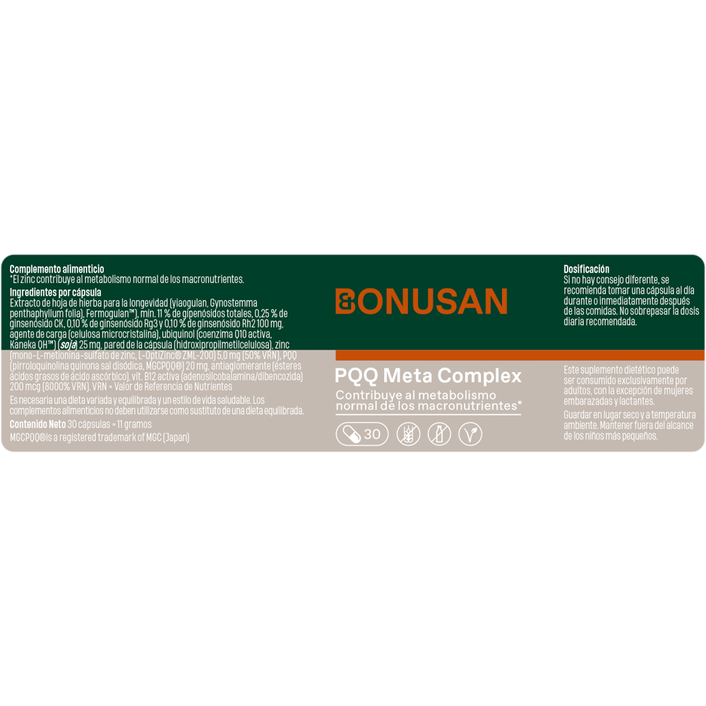 PQQ Meta Complex 30 cápsulas de Bonusan