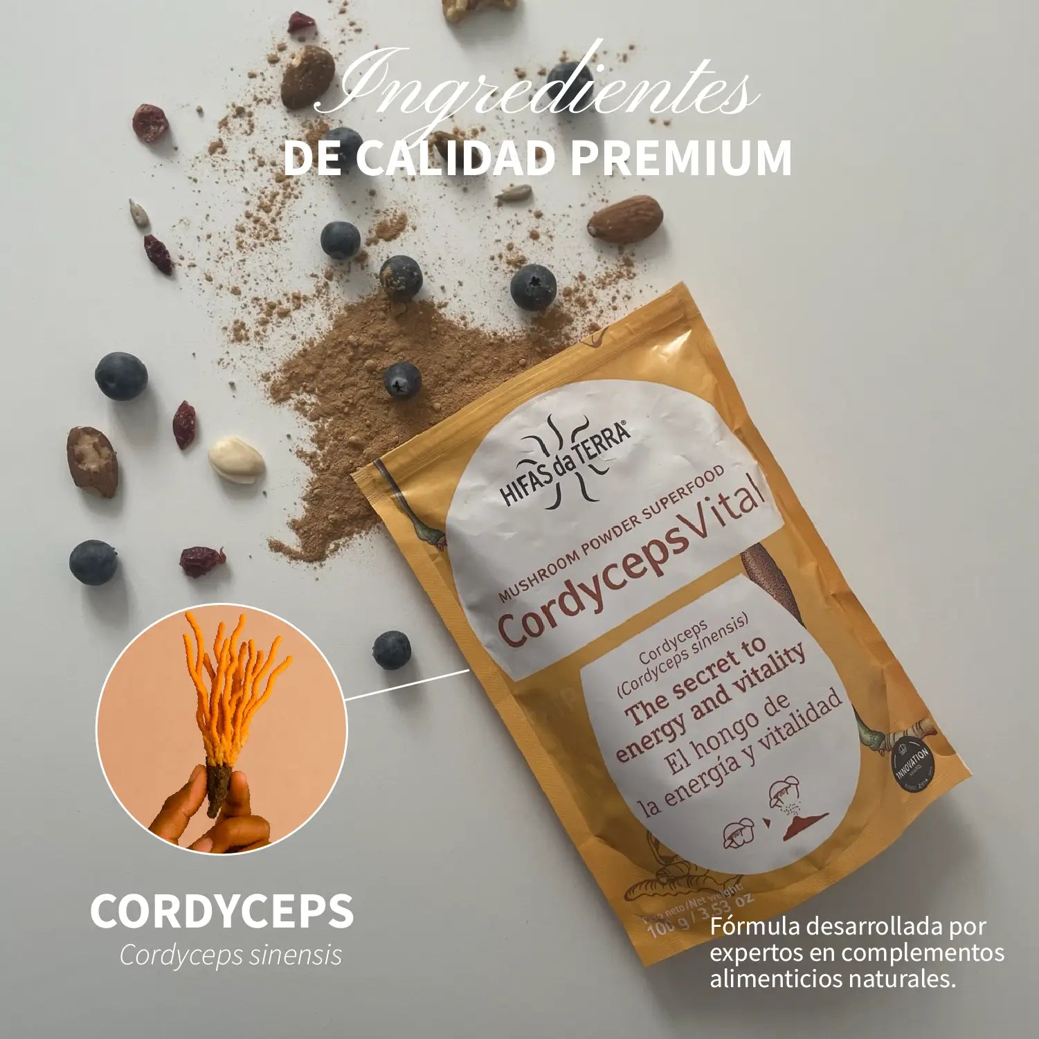 Cordyceps Vital (100% polvo de Cordyceps) 100 g de Hifas da Terra