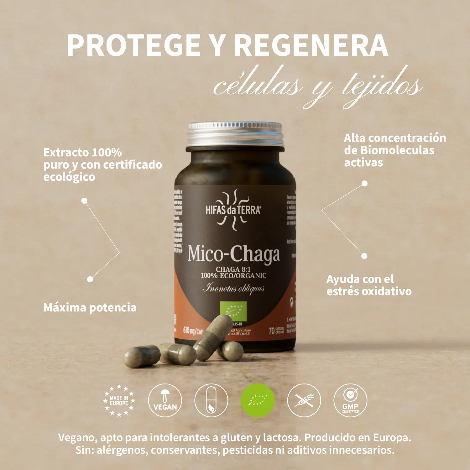 Mico-Chaga 70 cápsulas de Hifas da Terra