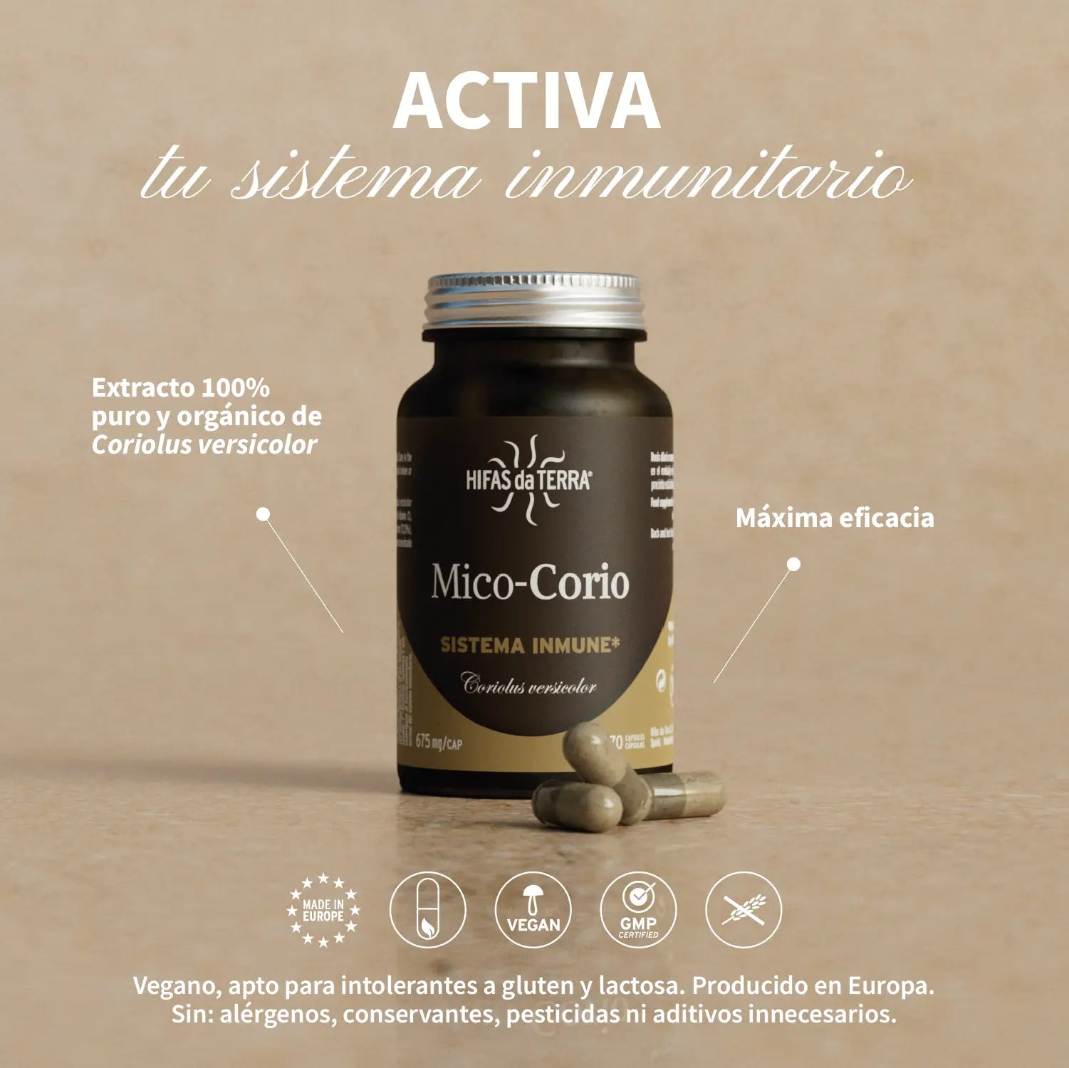 Mico-Corio 70 cápsulas de Hifas da Terra