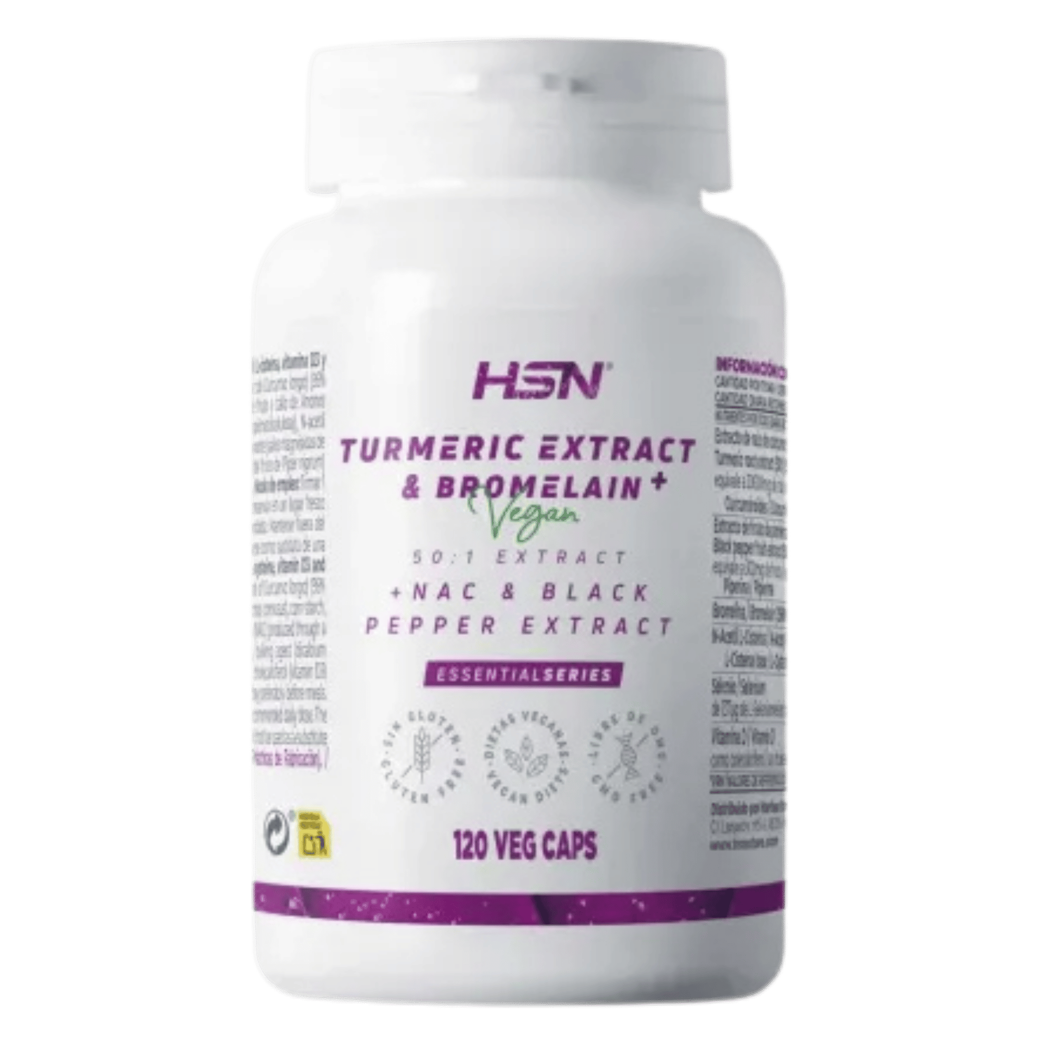 Extracto de Cúrcuma y Bromelina Plus 120 cápsulas de HSN