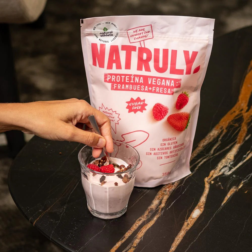 Proteína Vegana Frambuesa y Fresa BIO 350 g (Pack x 3) de Natruly
