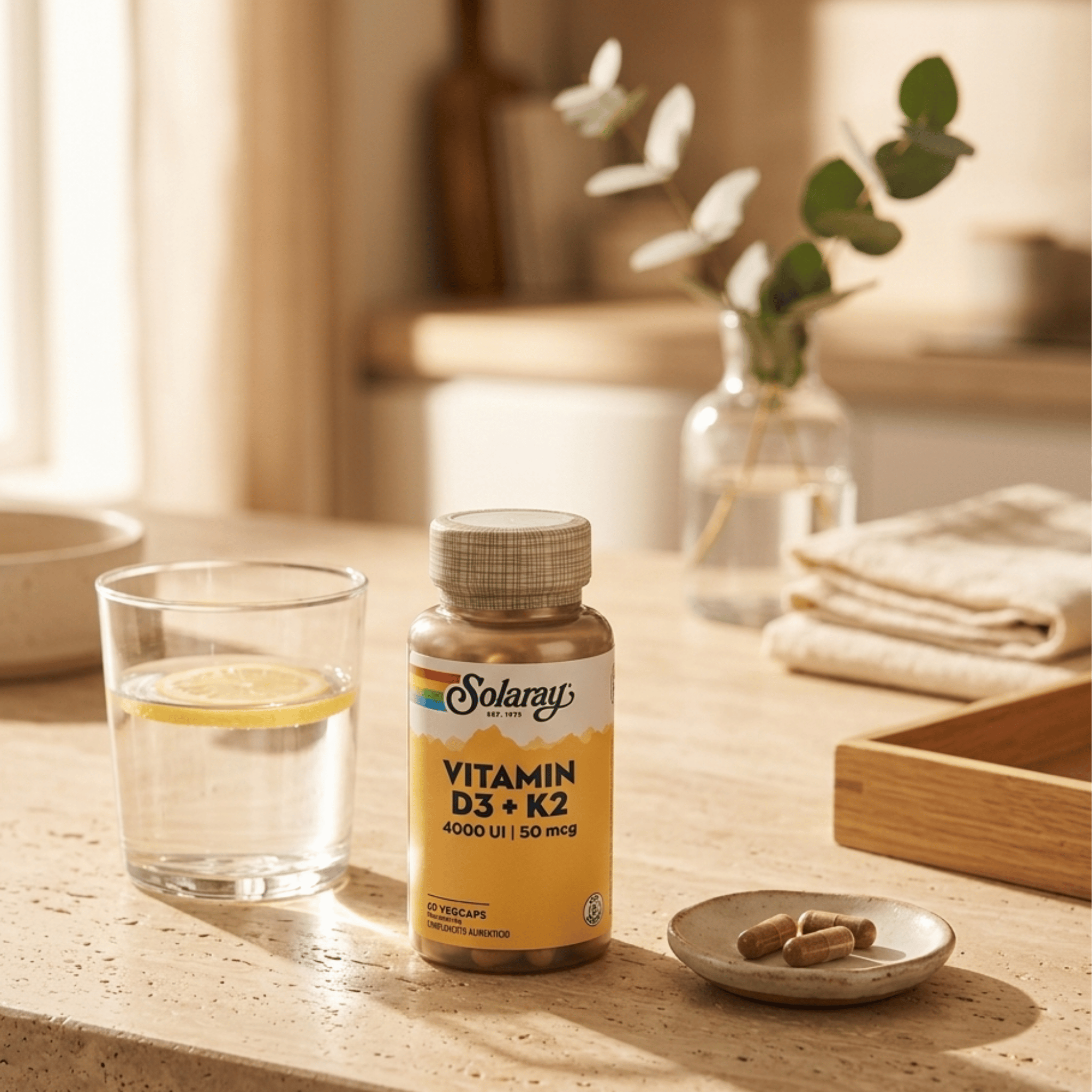 Vitamina D3 y K2 60 cápsulas de Solaray