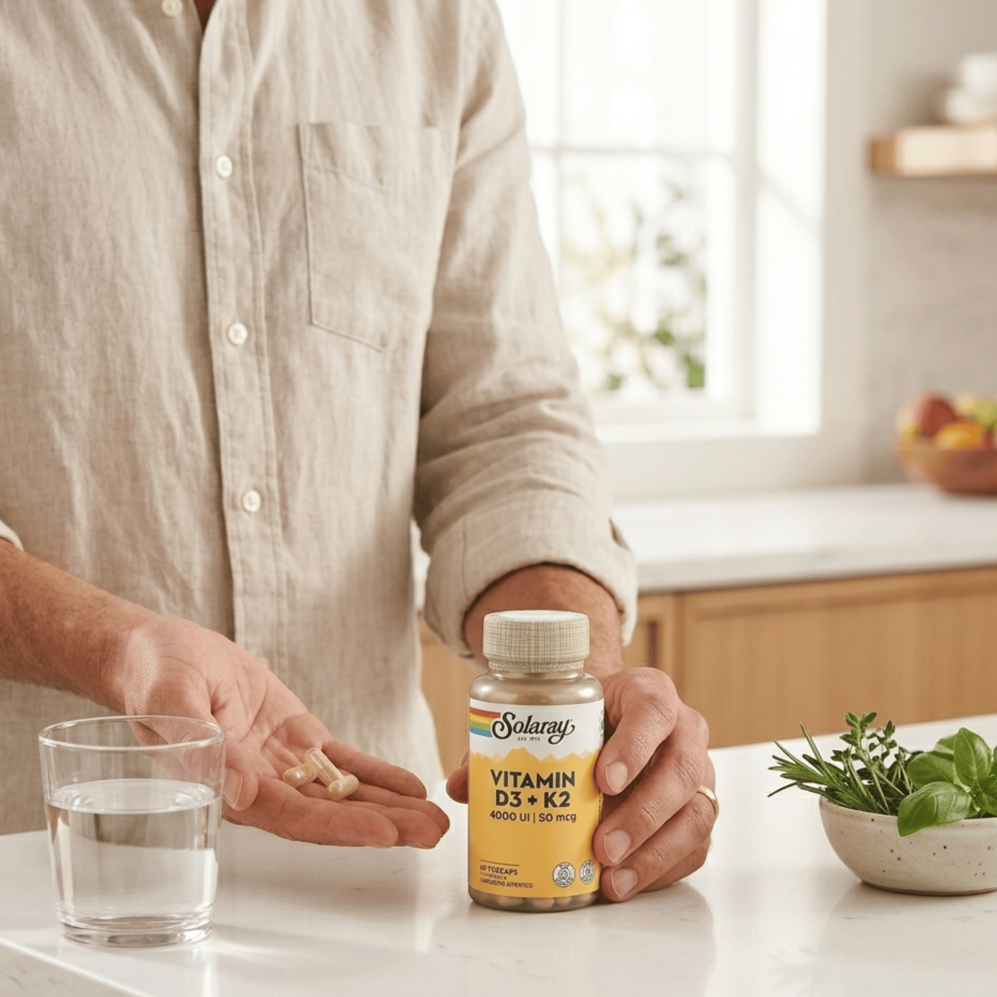 Vitamina D3 y K2 60 cápsulas de Solaray