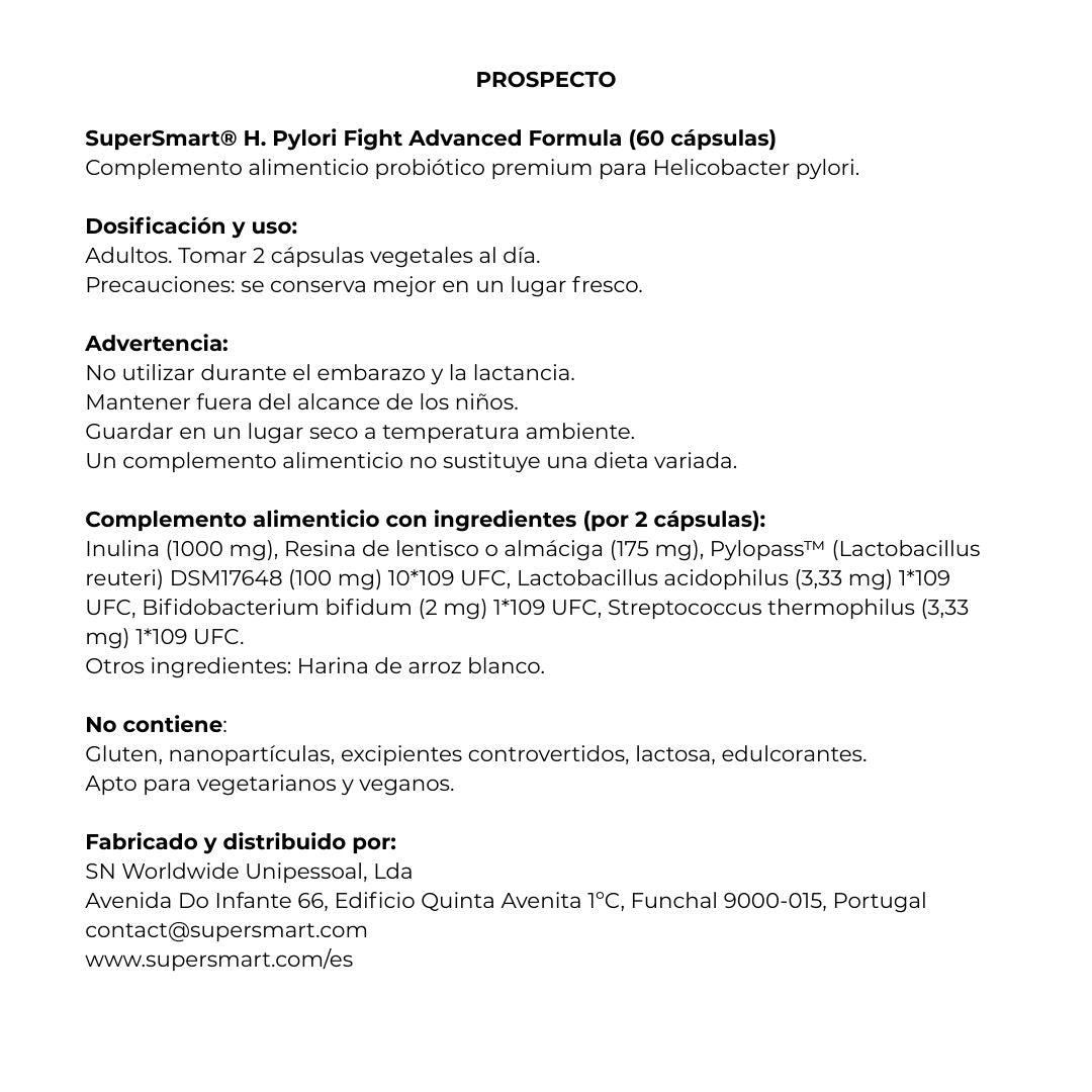 Helicobacter Pylori Fight Advanced Formula 60 cápsulas de SuperSmart