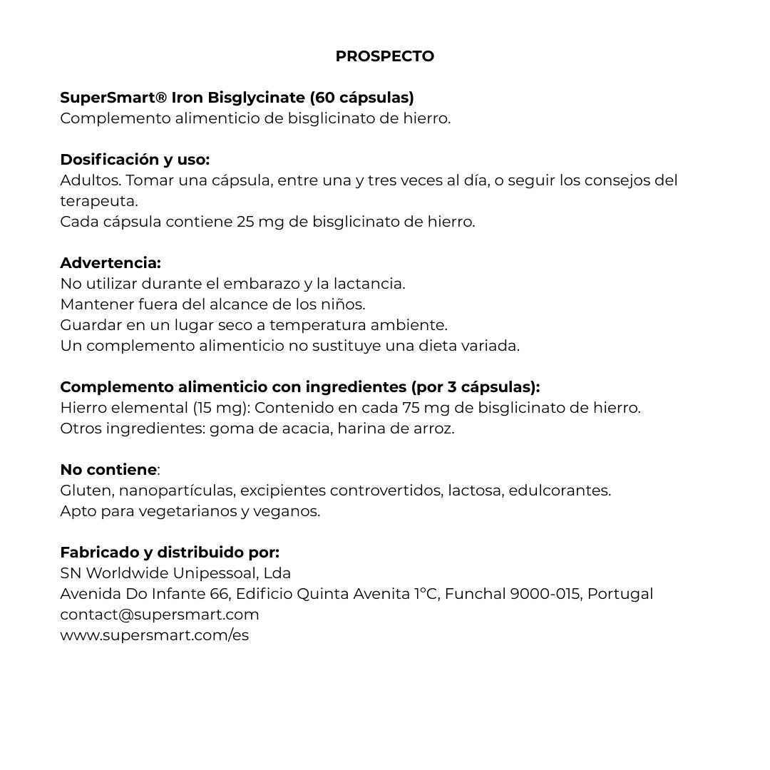 Hierro Bisglicinato 60 cápsulas de SuperSmart