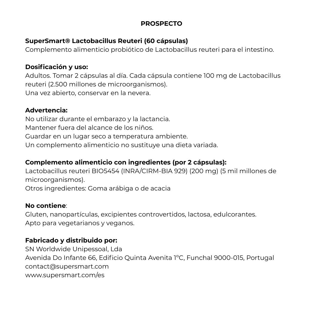Lactobacillus Reuteri 60 cápsulas de SuperSmart