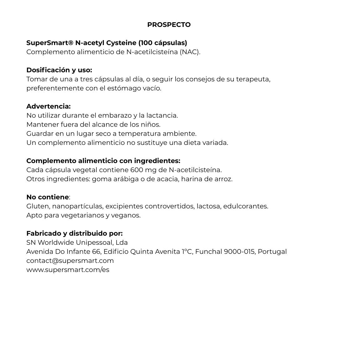 N-Acetil Cisteína (NAC) 100 cápsulas de SuperSmart