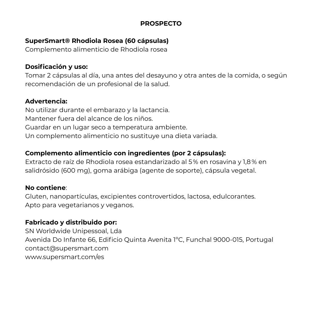 Rhodiola Rosea 60 cápsulas de SuperSmart