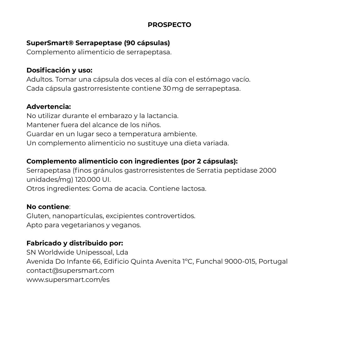 Serrapeptasa 90 cápsulas de SuperSmart